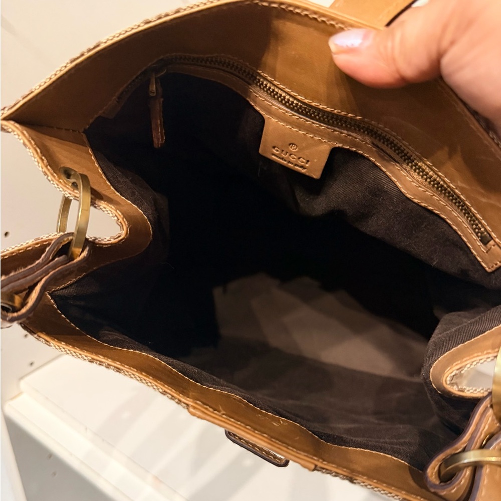 Gucci Tan and Brown Monogram Tote - Picture 11 of 14